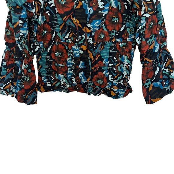 Anthropologie Porridge Red Motif Multi Tiered Boho Poplin Blouse - Picture 6 of 10